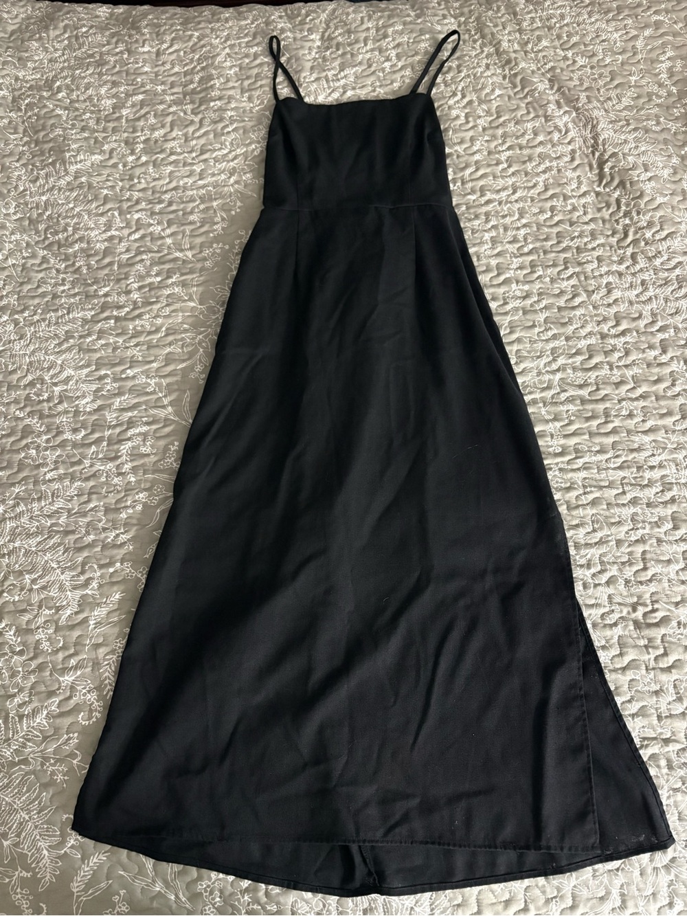 JustFab Black Spaghetti-Strap Maxi Dress with A-Line Skirt